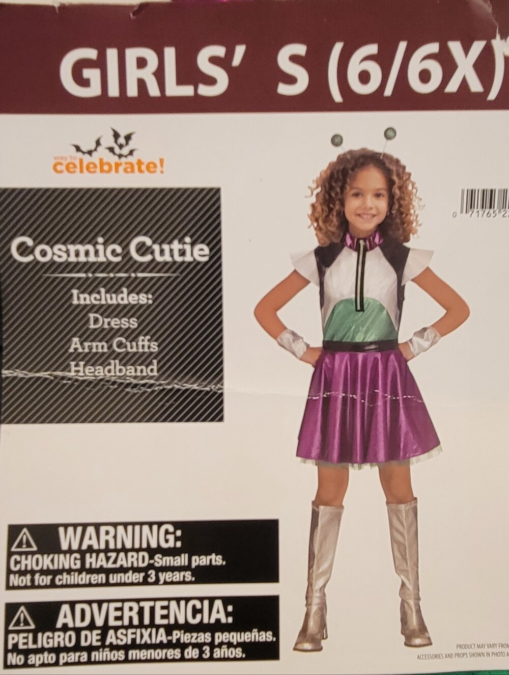NEW Celebrate! Girls' Cosmic Cutie Costume - Purple, Green & Silver
